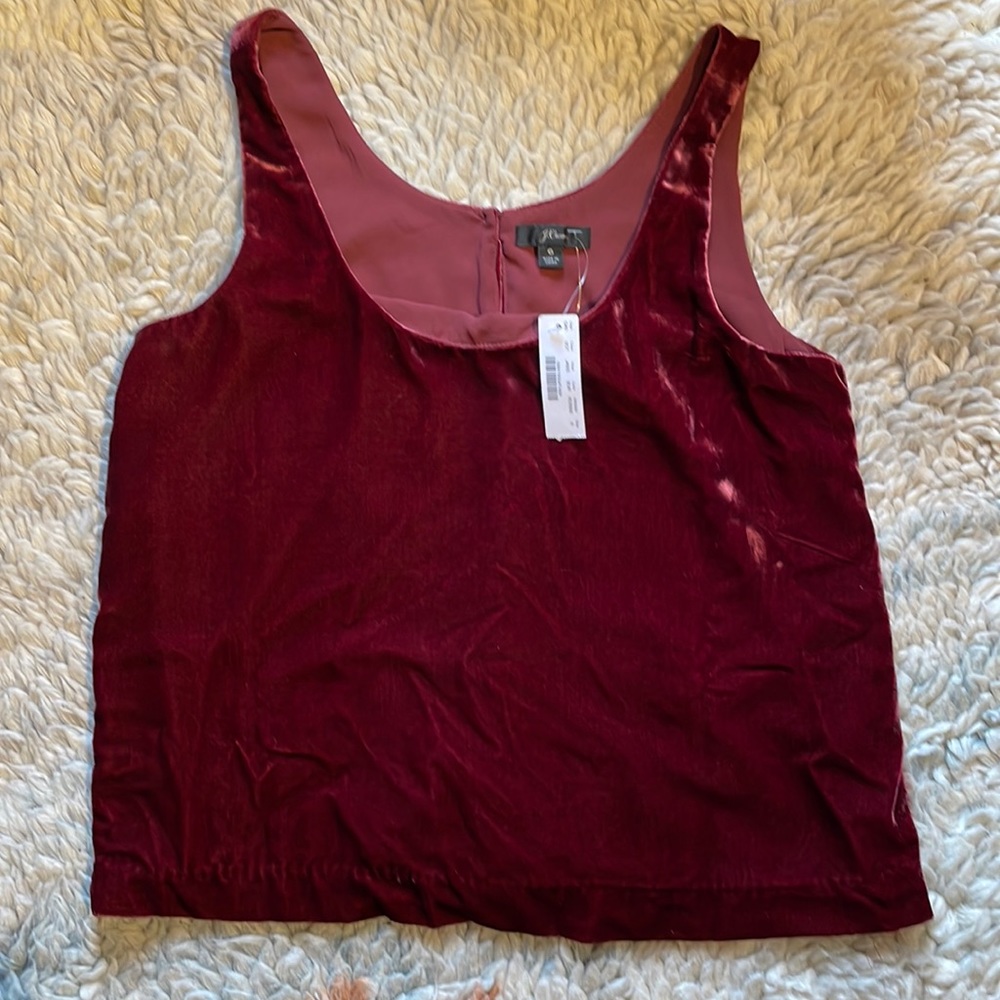 J. Crew NWT Velvet Tank Sleeveless Top - Burgundy